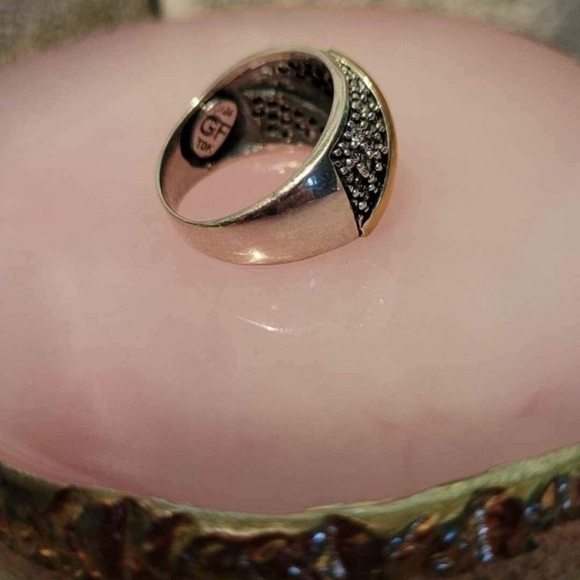 Solid sterling silver 925 & 10kt yellow gold ring size 7.5 - Picture 3 of 6